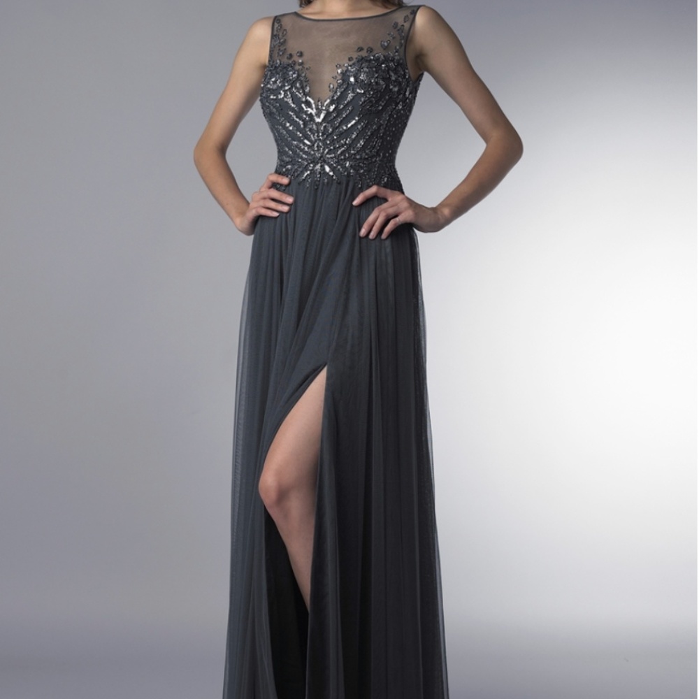 Charcoal Sequined Prom Dress